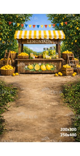 Tło fotograficzne „Cytrynowy stragan z lemoniadą w sadzie” | 4014